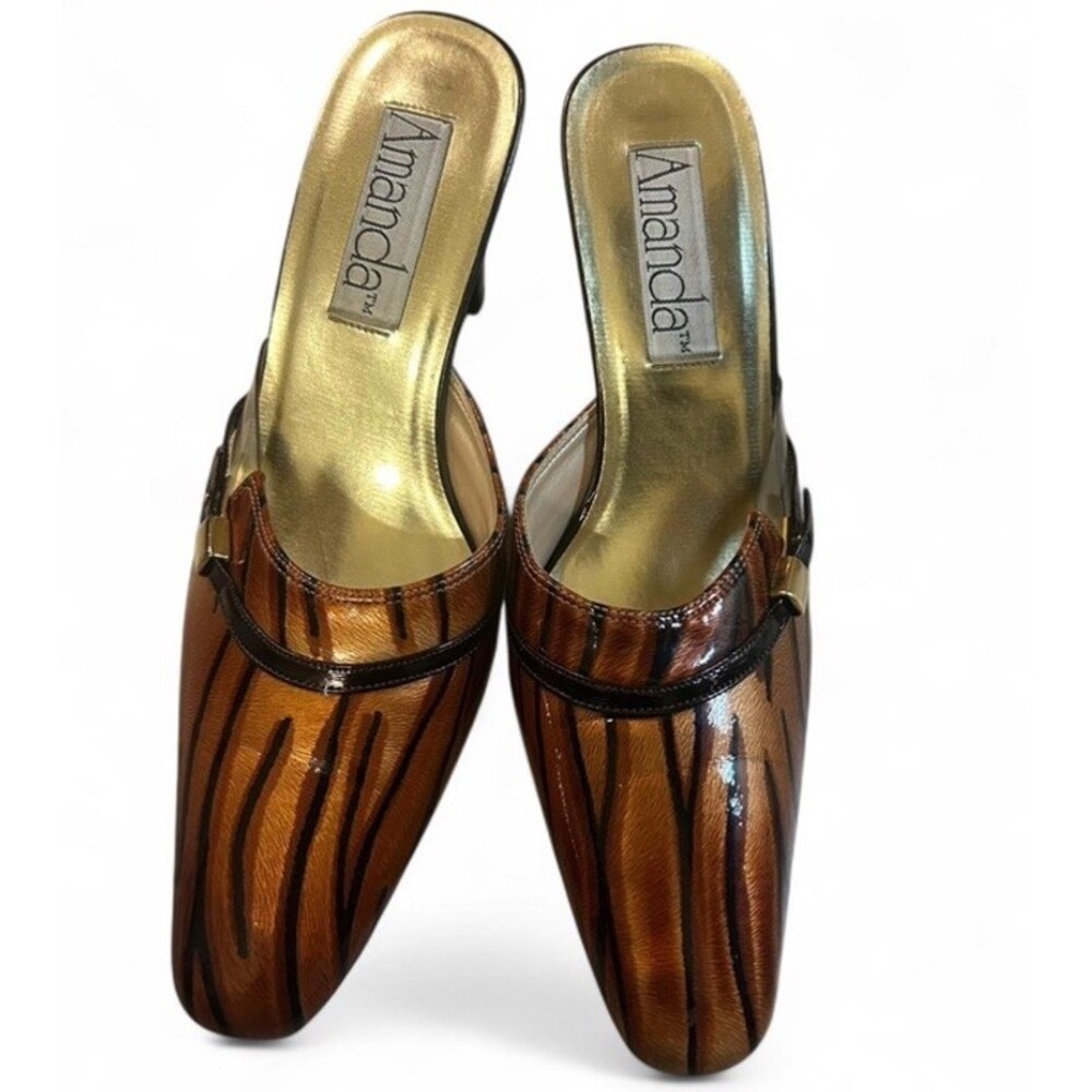 Vintage Amanda Leopard Print Mules Size 8 EUC
